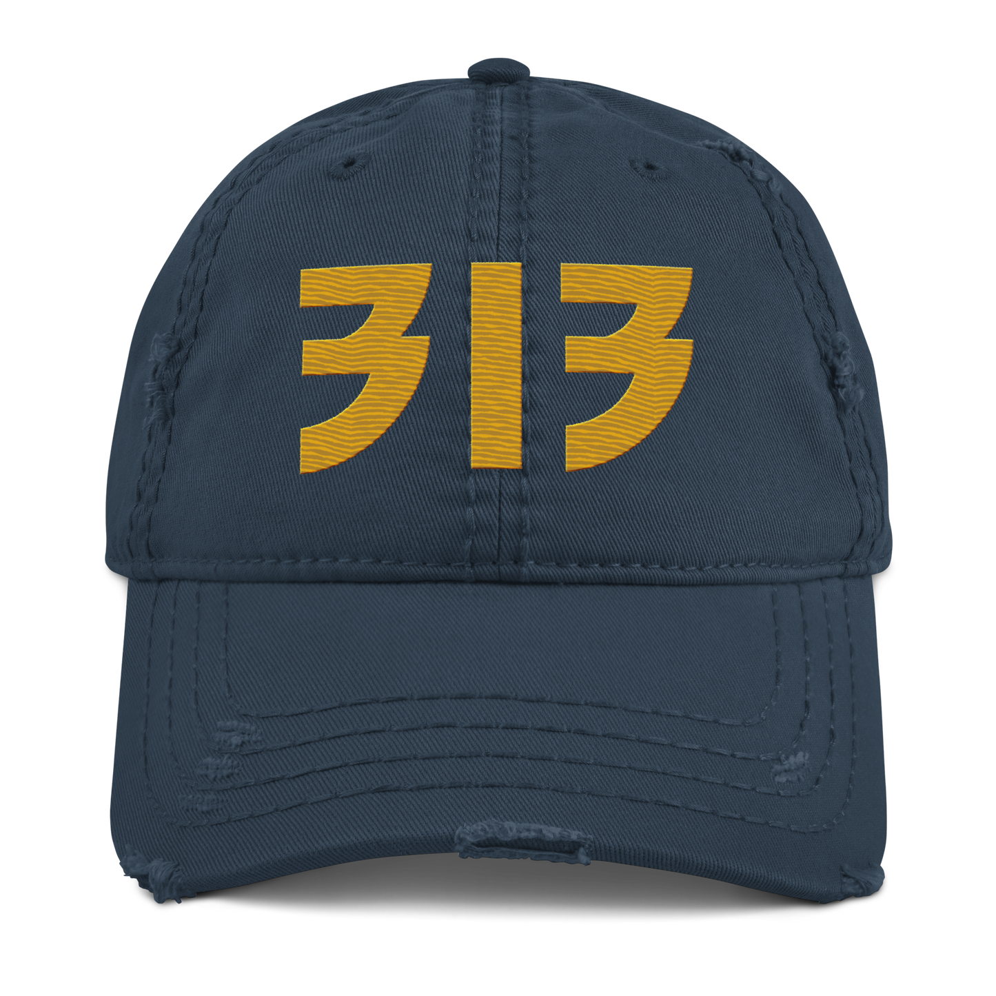 Detroit '313' Distressed Dad Hat (Glam Font) | Gold