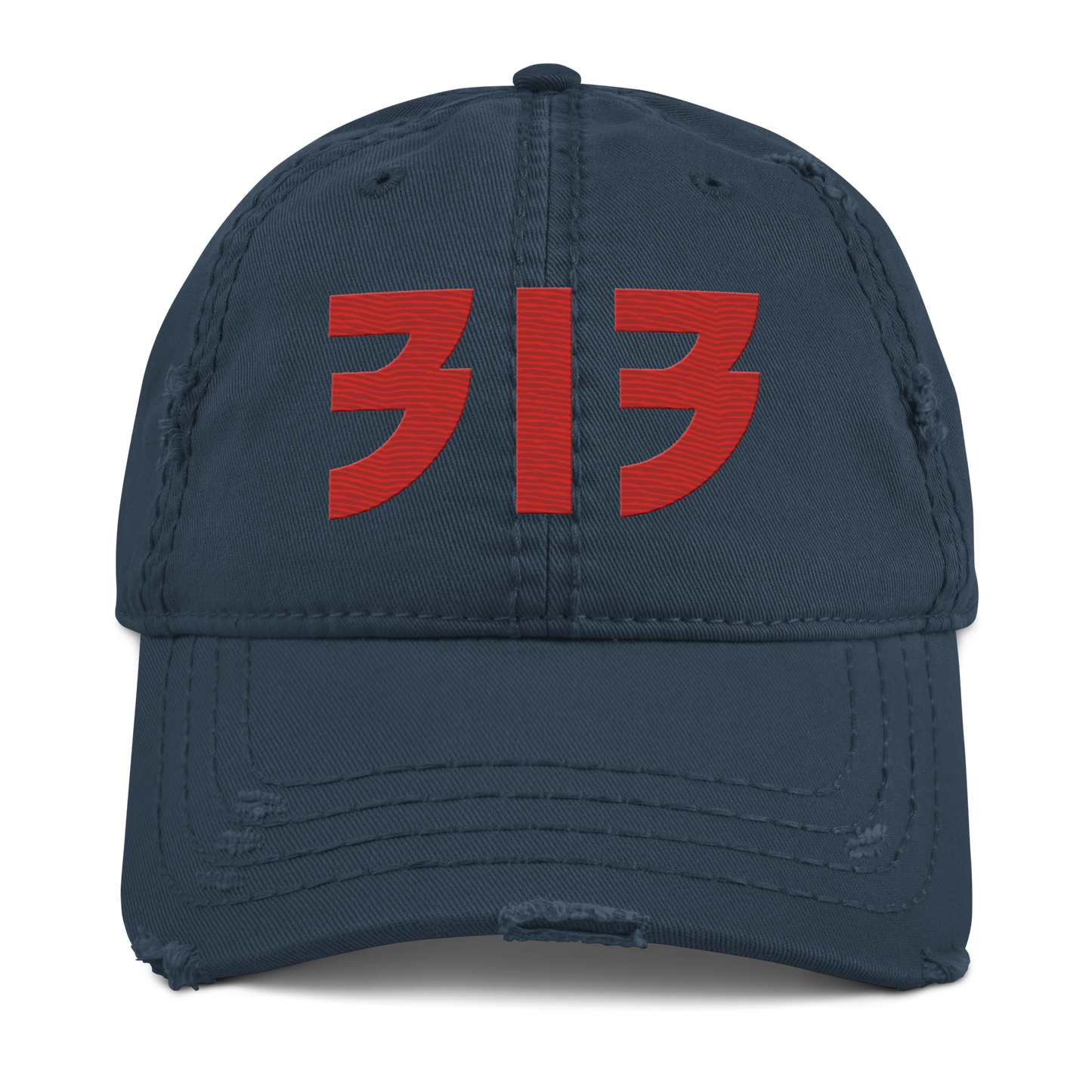 Detroit '313' Distressed Dad Hat (Glam Font) | Aliform Red