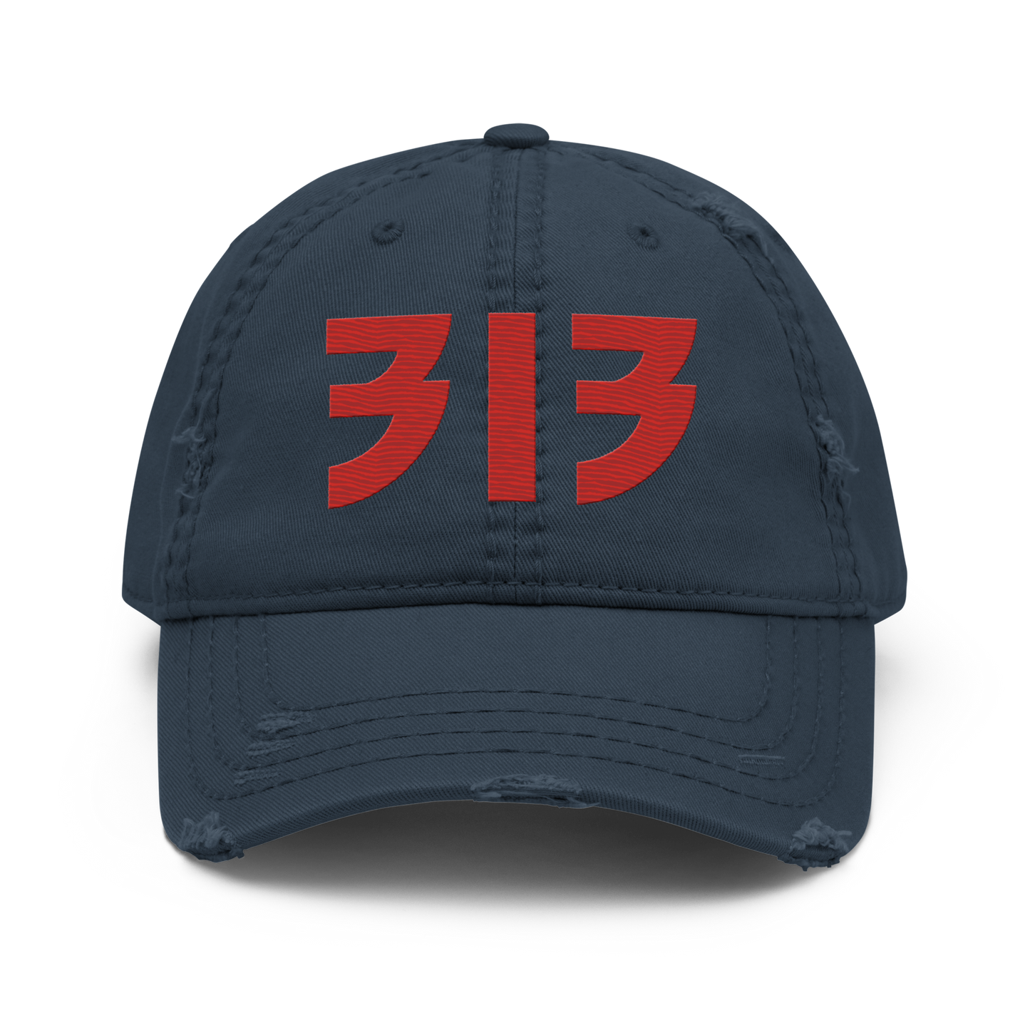 Detroit '313' Distressed Dad Hat (Glam Font) | Aliform Red