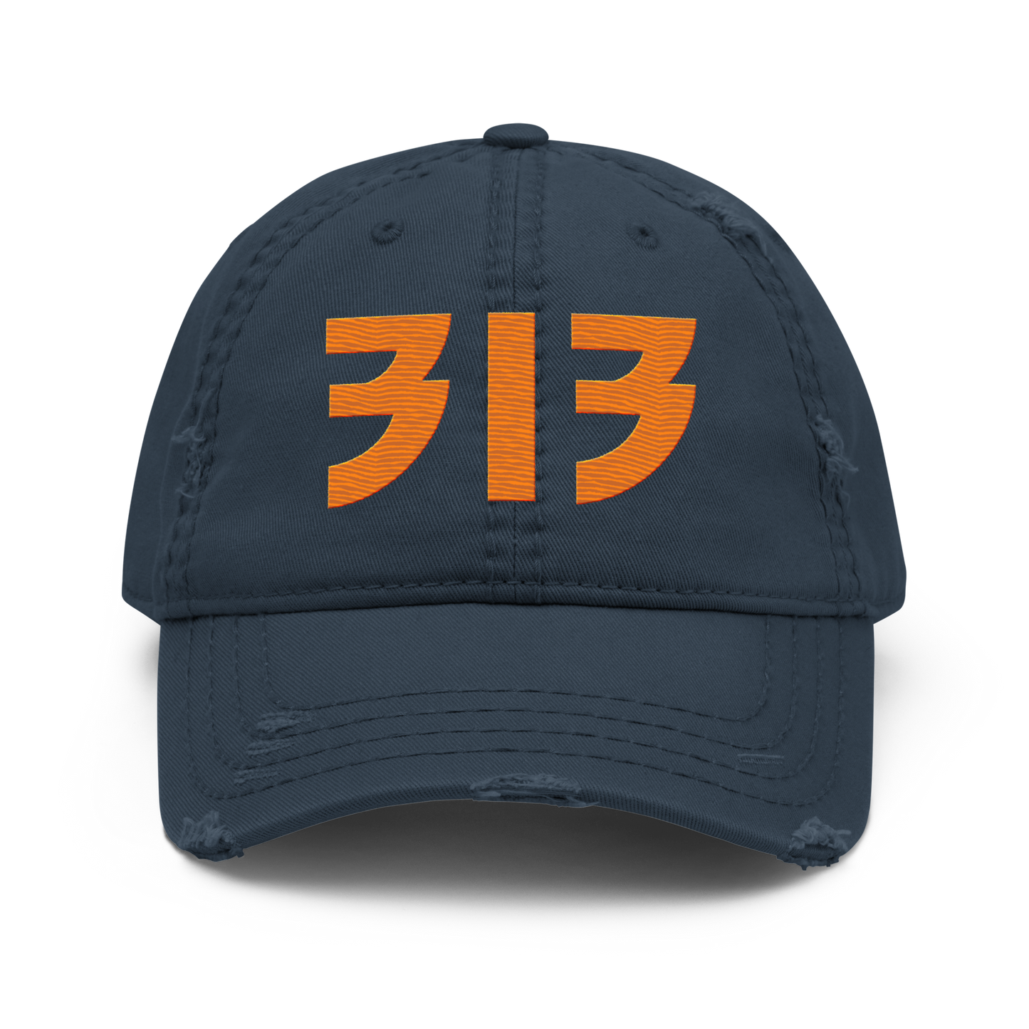 Detroit '313' Distressed Dad Hat (Glam Font) | Orange