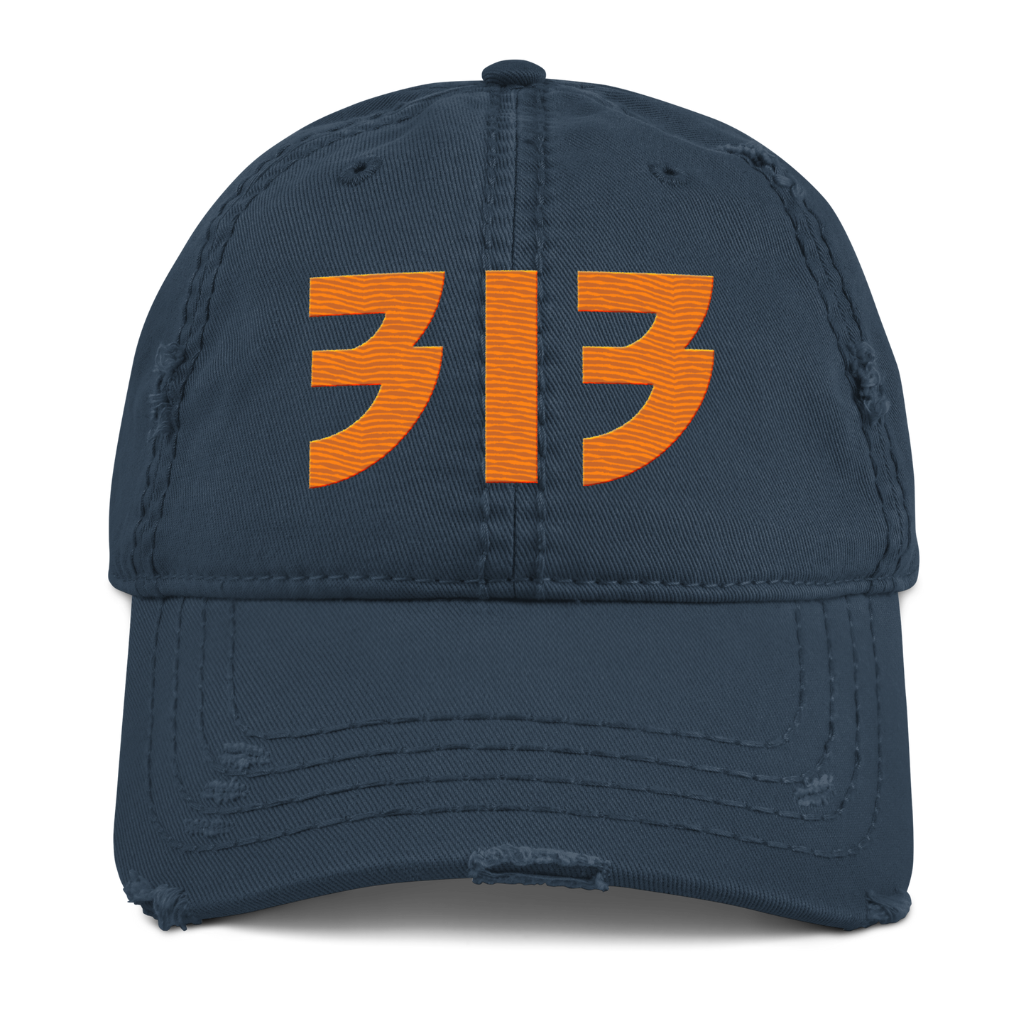 Detroit '313' Distressed Dad Hat (Glam Font) | Orange