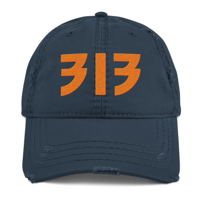 Detroit '313' Distressed Dad Hat (Glam Font) | Orange