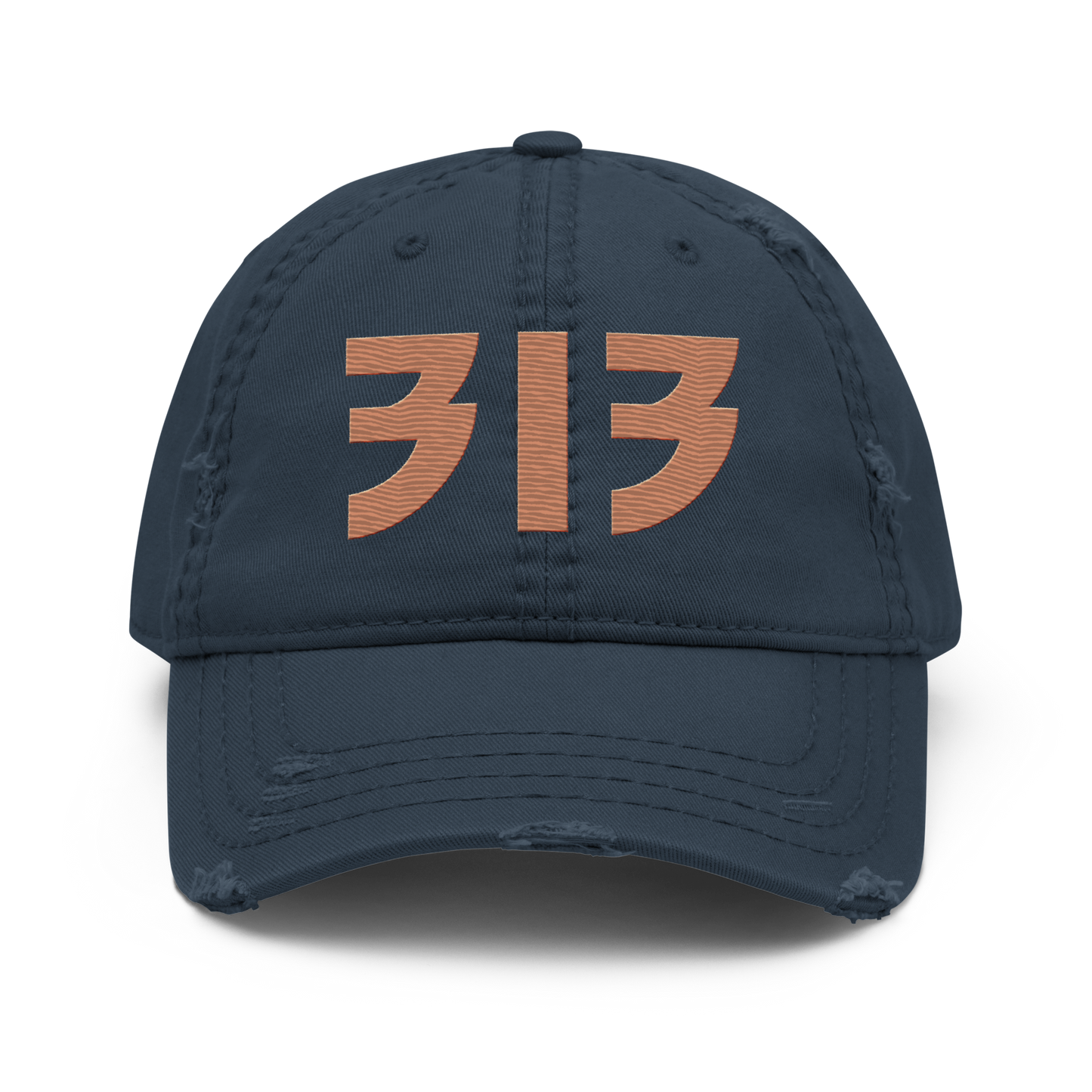 Detroit '313' Distressed Dad Hat (Glam Font) | Copper