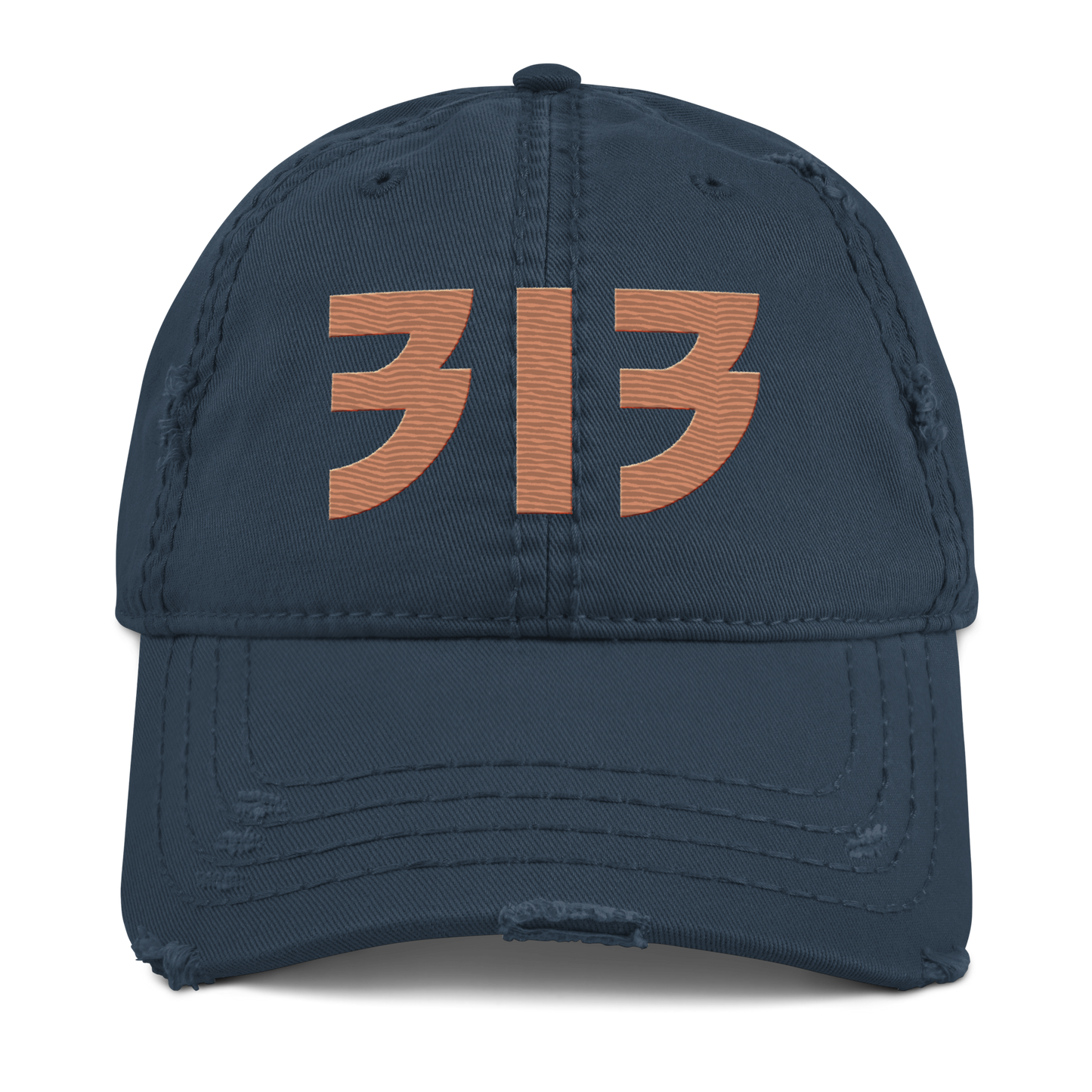 Detroit '313' Distressed Dad Hat (Glam Font) | Copper