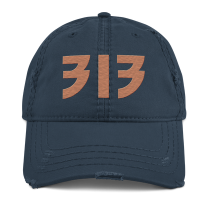 Detroit '313' Distressed Dad Hat (Glam Font) | Copper