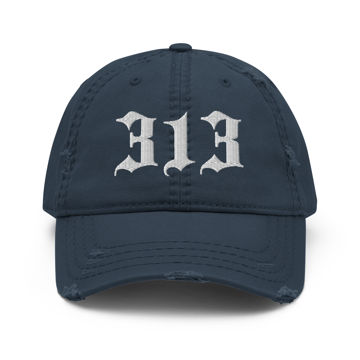 Detroit '313' Distressed Dad Hat (Old English)