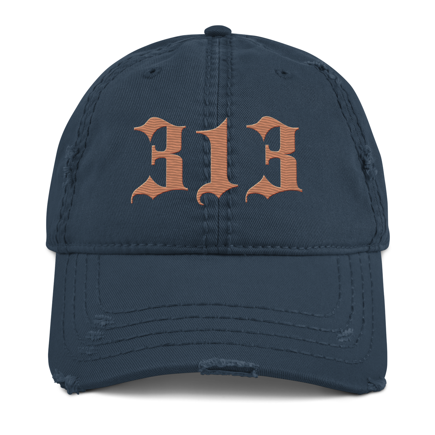 Detroit '313' Distressed Dad Hat (Old English) | Copper