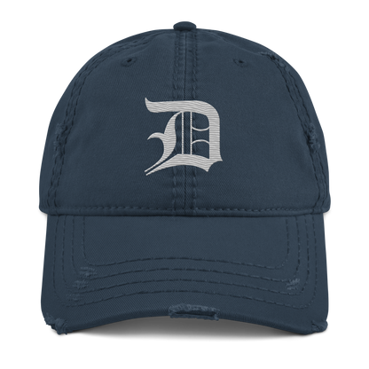 Detroit 'Old English D' Distressed Dad Hat | Platinum