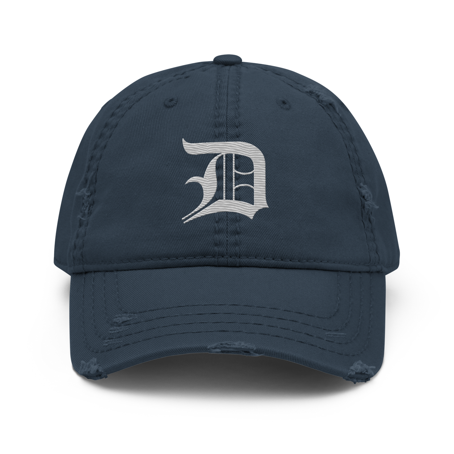 Detroit 'Old English D' Distressed Dad Hat | Platinum