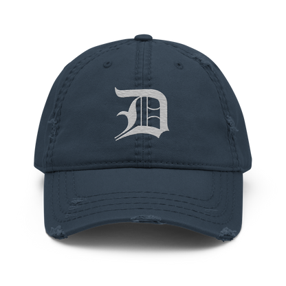 Detroit 'Old English D' Distressed Dad Hat | Platinum