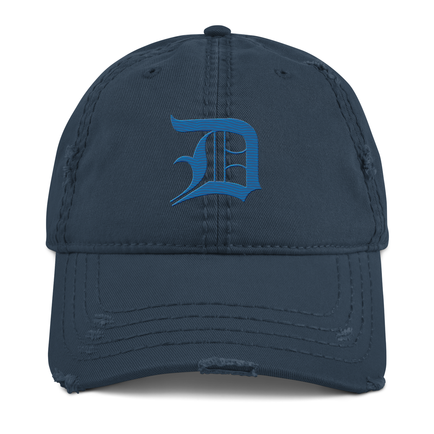 Detroit 'Old English D' Distressed Dad Hat (Azure)