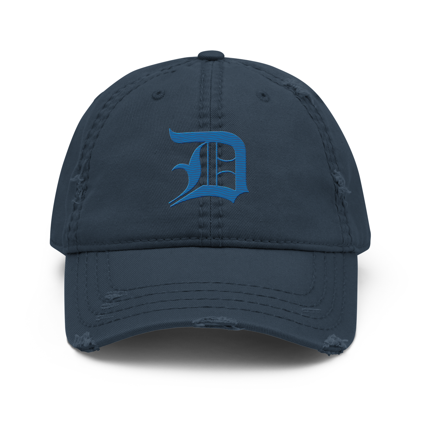 Detroit 'Old English D' Distressed Dad Hat (Azure)