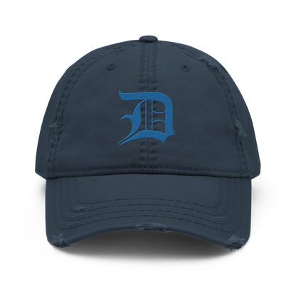 Detroit 'Old English D' Distressed Dad Hat (Azure)