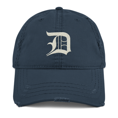 Detroit 'Old English D' Distressed Dad Hat (Ivory White)