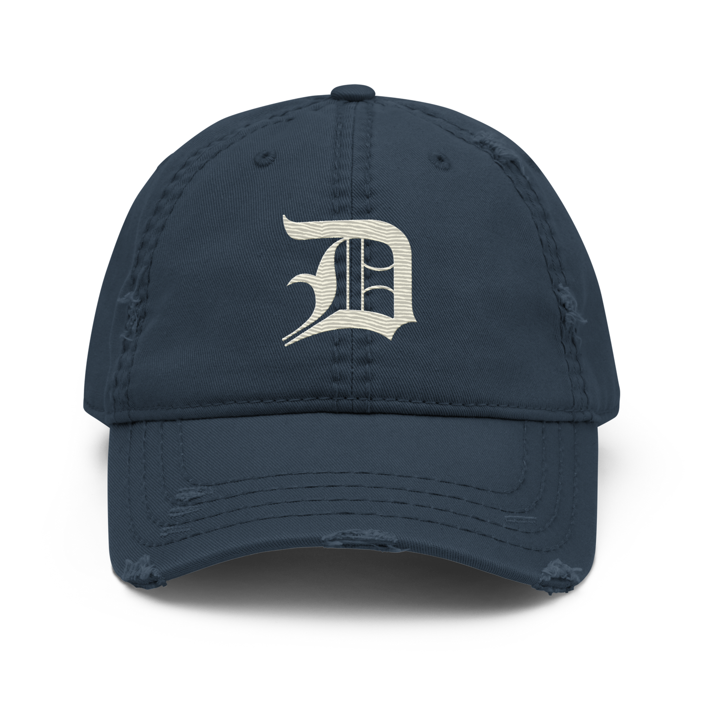 Detroit 'Old English D' Distressed Dad Hat (Ivory White)