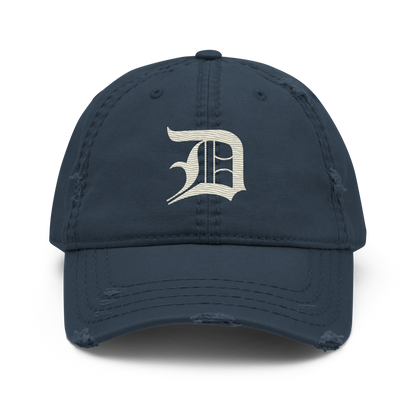 Detroit 'Old English D' Distressed Dad Hat (Ivory White)