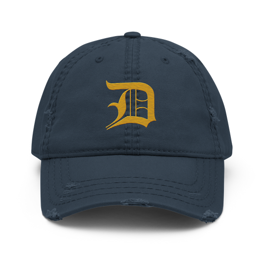 Detroit 'Old English D' Distressed Dad Hat (Gold)