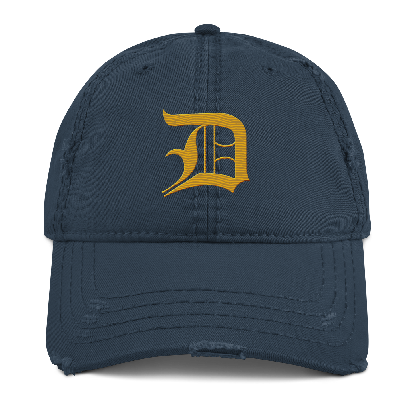 Detroit 'Old English D' Distressed Dad Hat (Gold)