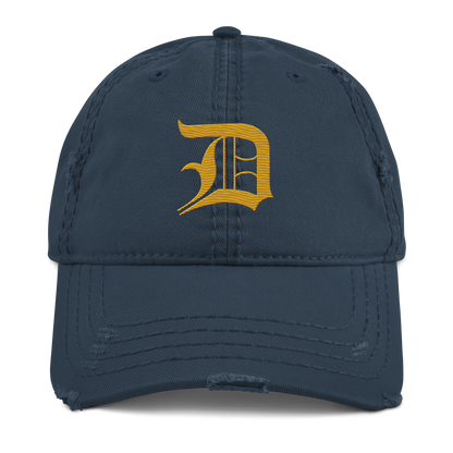 Detroit 'Old English D' Distressed Dad Hat (Gold)