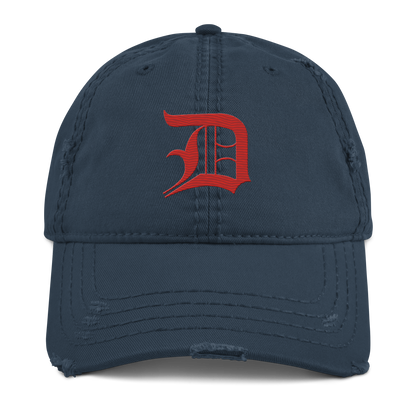 Detroit 'Old English D' Distressed Dad Hat (Aliform Red)