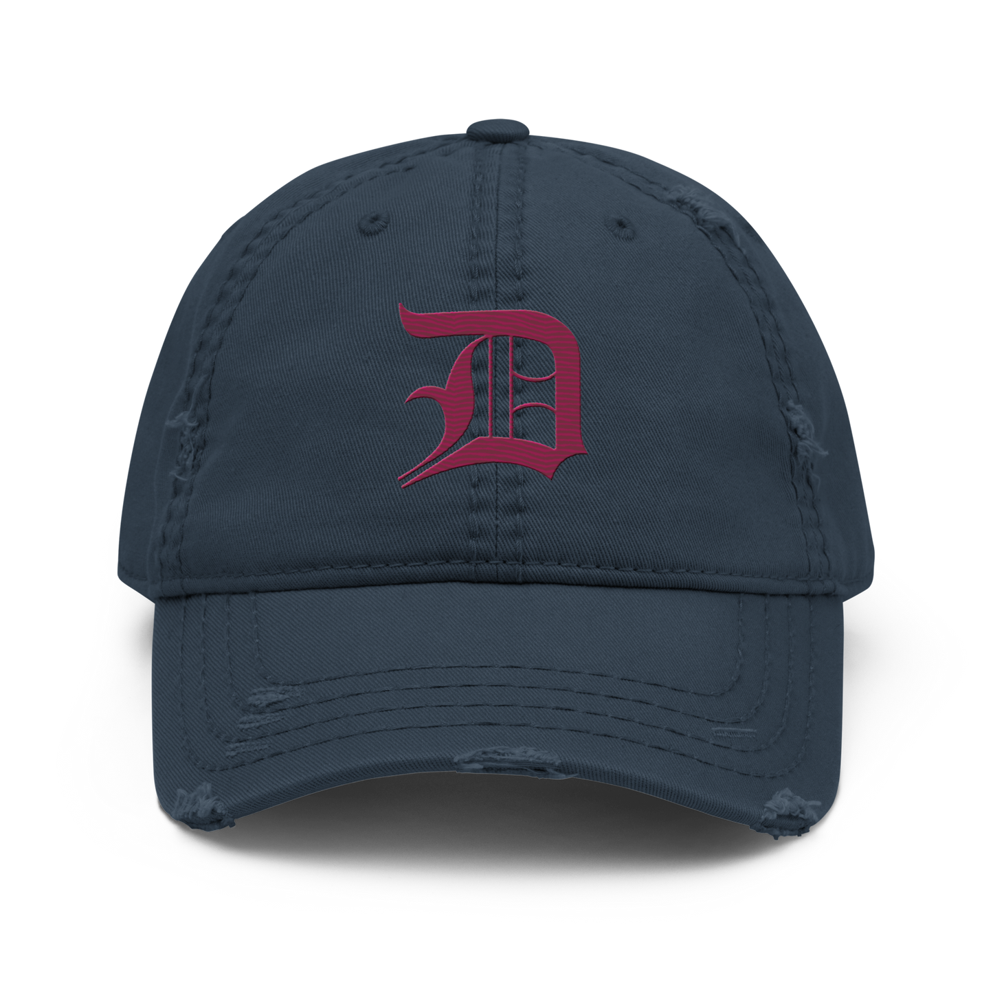 Detroit 'Old English D' Distressed Dad Hat (Ruby Red)