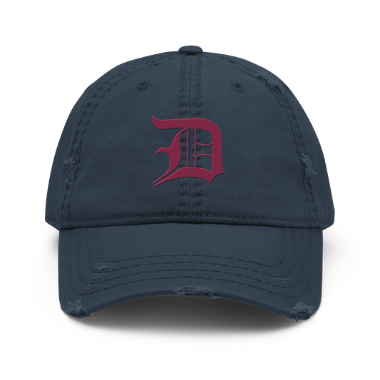 Detroit 'Old English D' Distressed Dad Hat (Ruby Red)