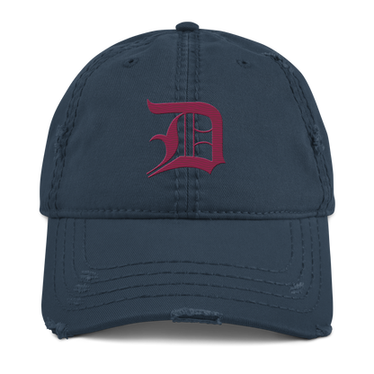 Detroit 'Old English D' Distressed Dad Hat (Ruby Red)