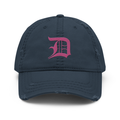 Detroit 'Old English D' Distressed Dad Hat (Apple Blossom Pink)