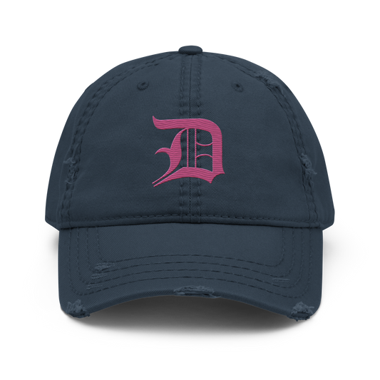 Detroit 'Old English D' Distressed Dad Hat (Apple Blossom Pink)