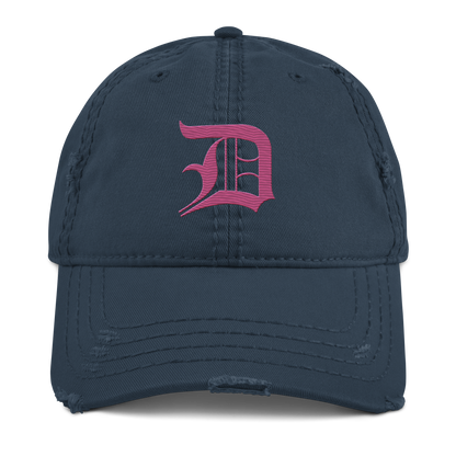 Detroit 'Old English D' Distressed Dad Hat (Apple Blossom Pink)