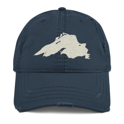 Lake Superior Distressed Dad Hat | Ivory White