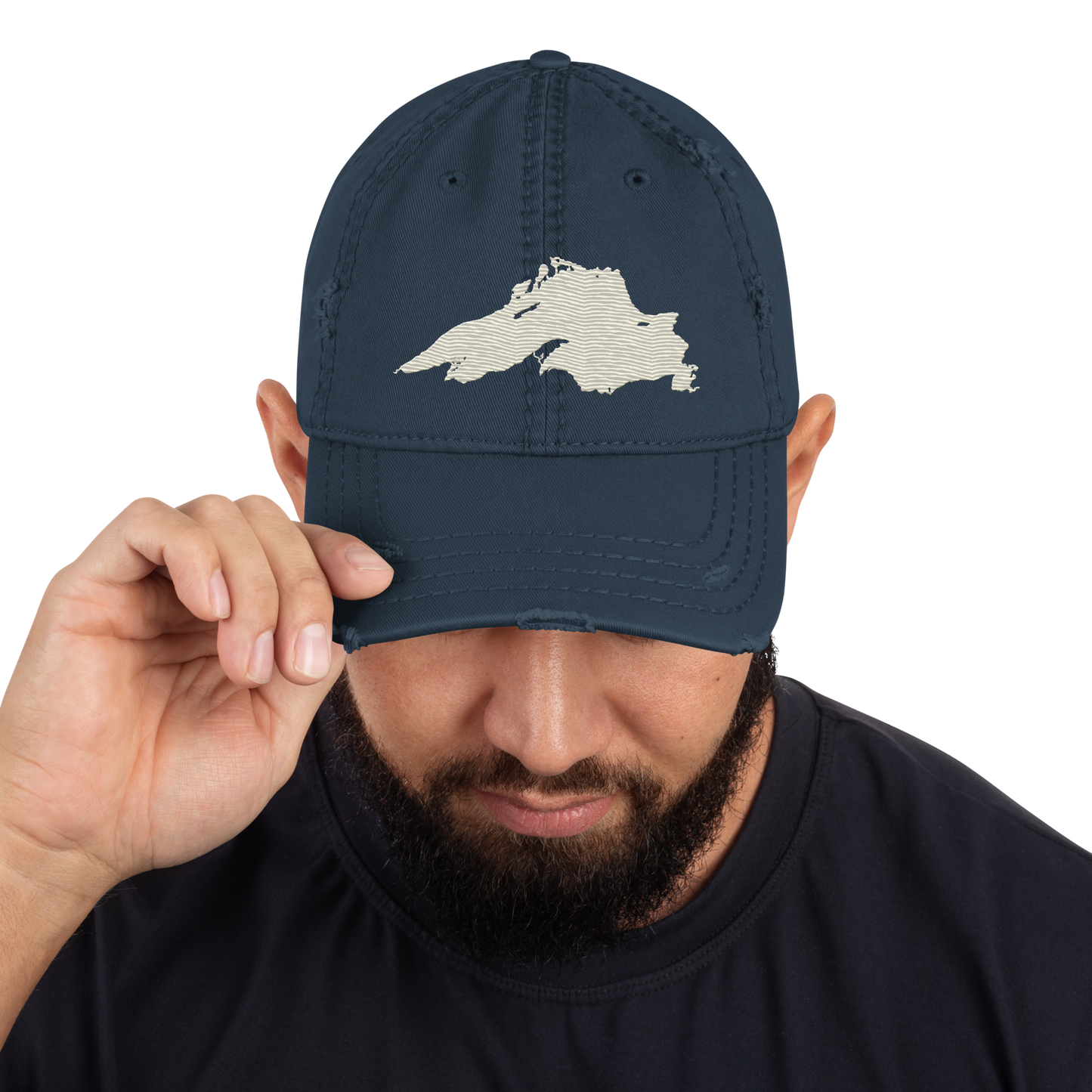 Lake Superior Distressed Dad Hat | Ivory White