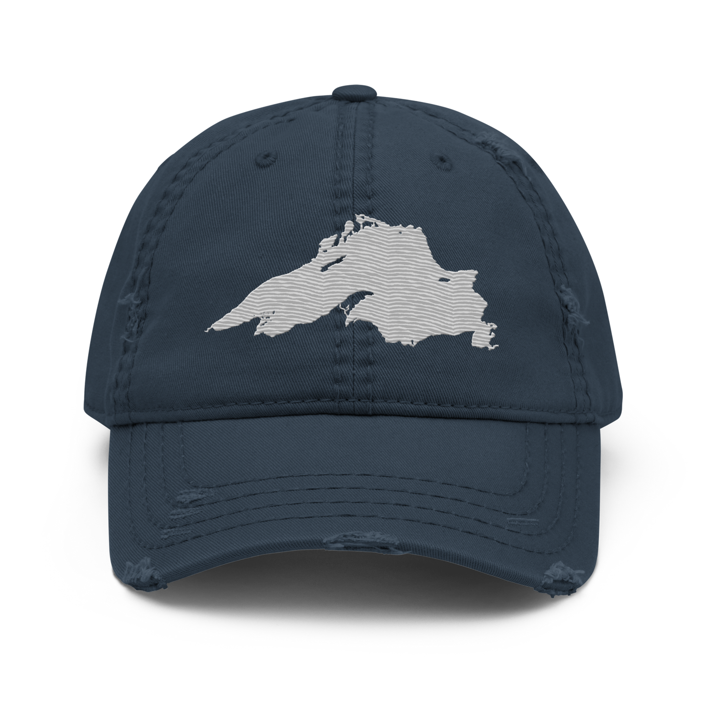 Lake Superior Distressed Dad Hat | Platinum