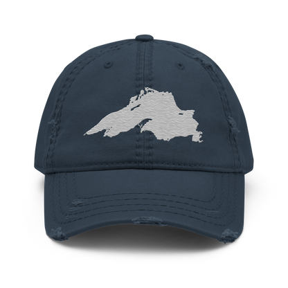 Lake Superior Distressed Dad Hat | Platinum