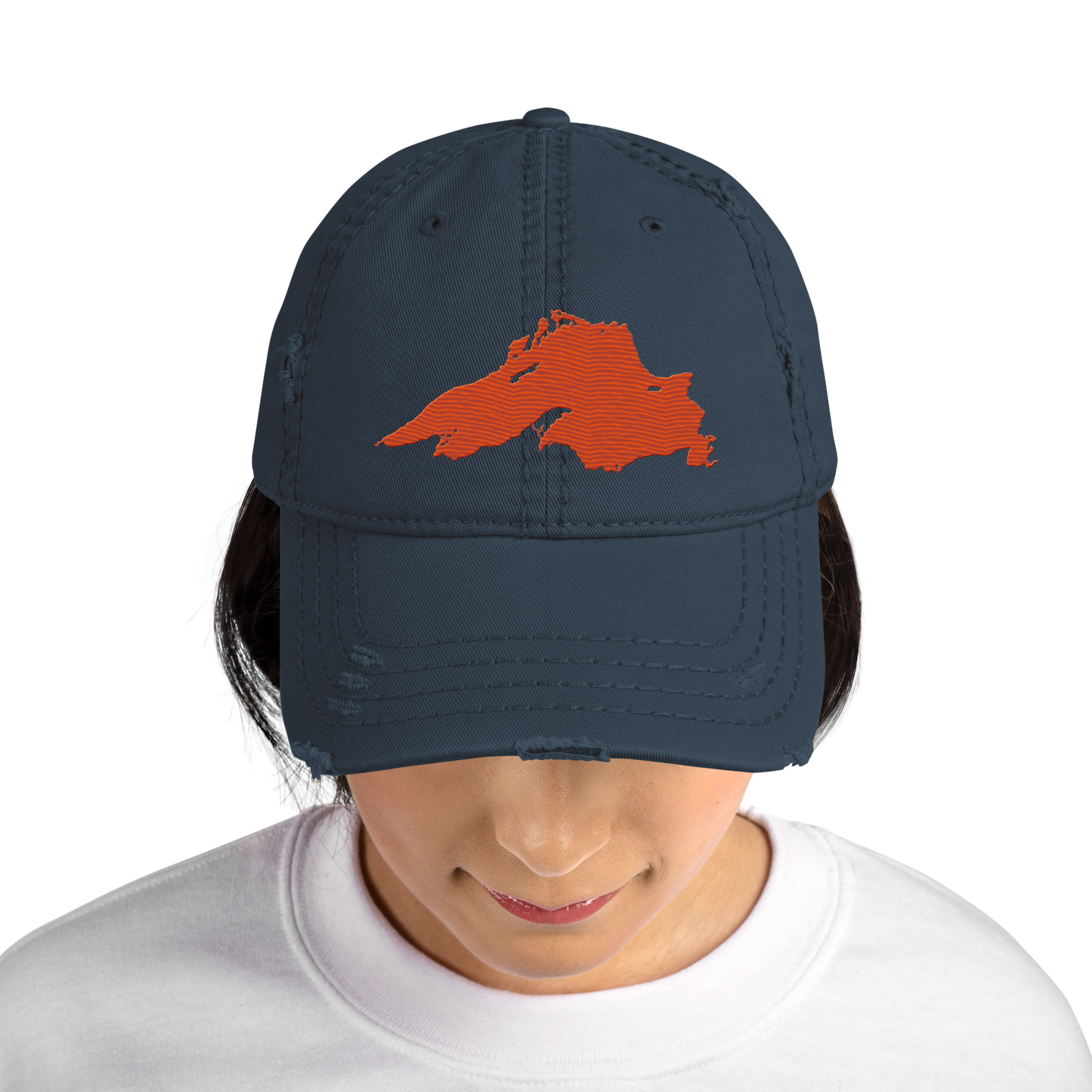 Lake Superior Distressed Dad Hat | Maple Leaf Orange