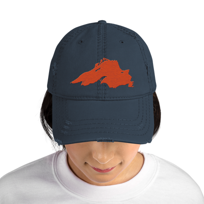 Lake Superior Distressed Dad Hat | Maple Leaf Orange