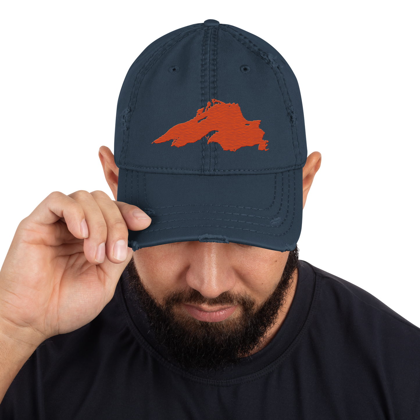 Lake Superior Distressed Dad Hat | Maple Leaf Orange