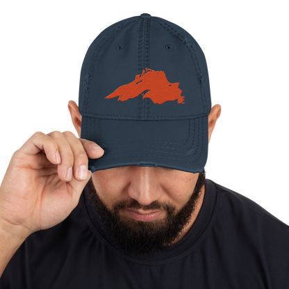 Lake Superior Distressed Dad Hat | Maple Leaf Orange