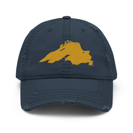 Lake Superior Distressed Dad Hat | Gold