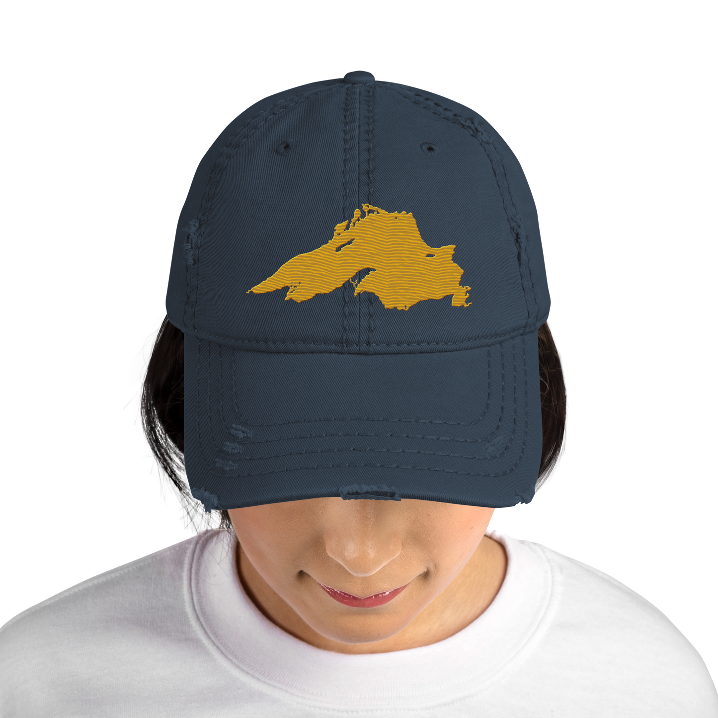 Lake Superior Distressed Dad Hat | Gold