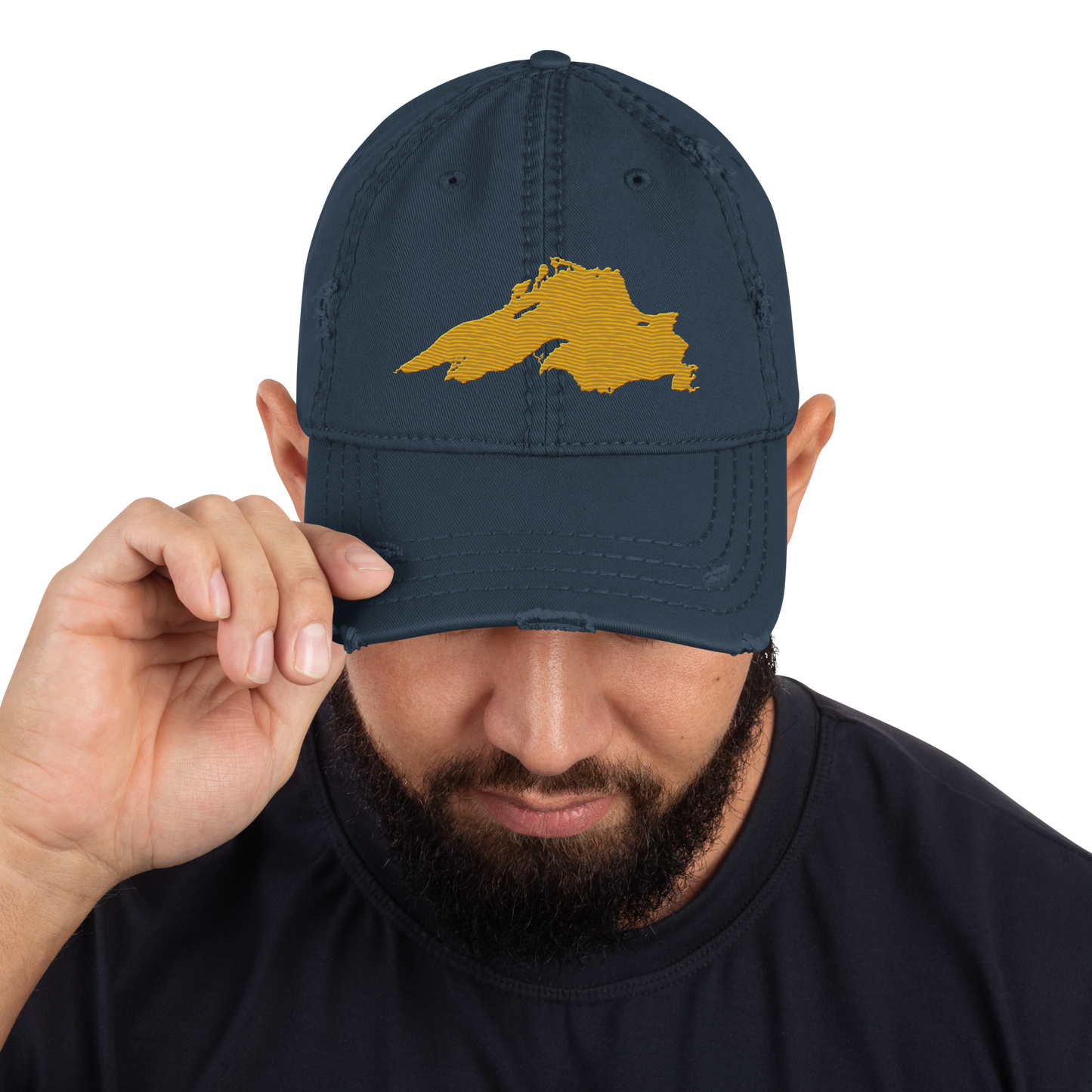 Lake Superior Distressed Dad Hat | Gold