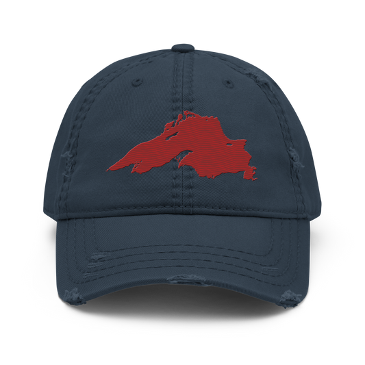 Lake Superior Distressed Dad Hat | Thimbleberry Red