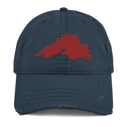 Lake Superior Distressed Dad Hat | Thimbleberry Red