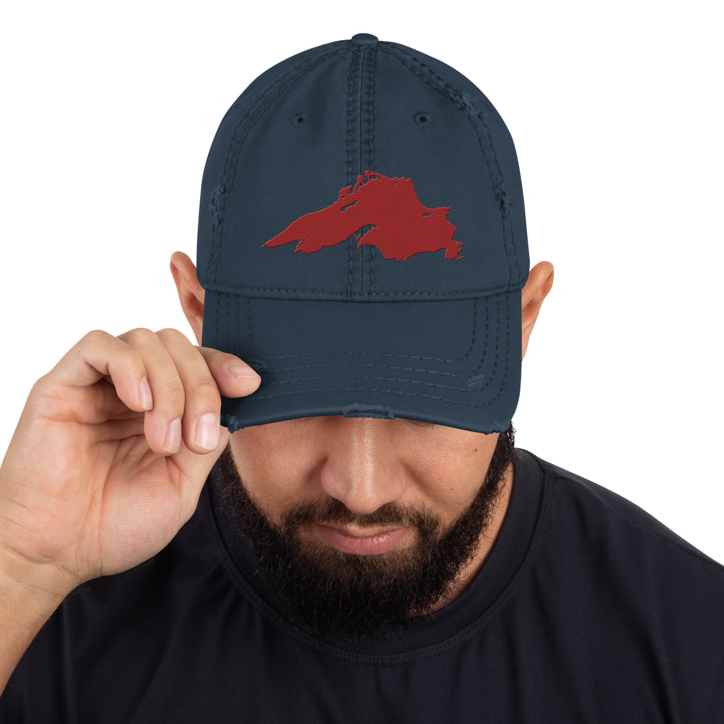 Lake Superior Distressed Dad Hat | Thimbleberry Red