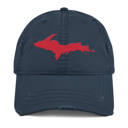 Upper Peninsula Distressed Dad Hat | Lighthouse Red