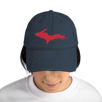 Upper Peninsula Distressed Dad Hat | Lighthouse Red