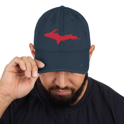 Upper Peninsula Distressed Dad Hat | Lighthouse Red