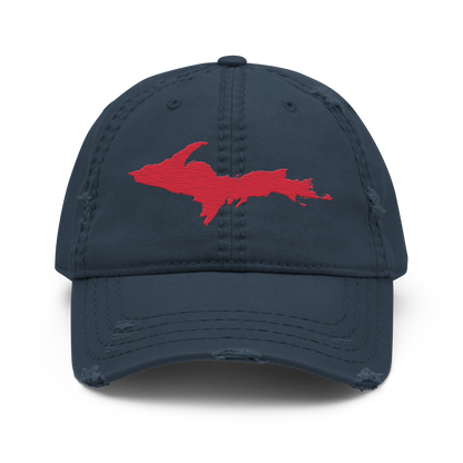 Upper Peninsula Distressed Dad Hat | Lighthouse Red