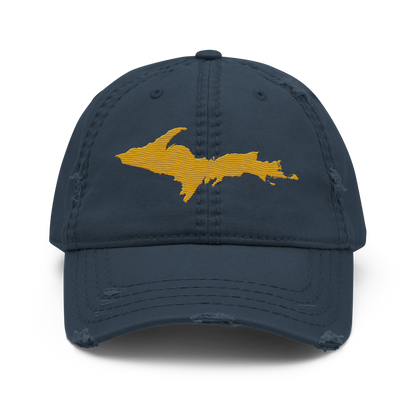 Upper Peninsula Distressed Dad Hat | Gold