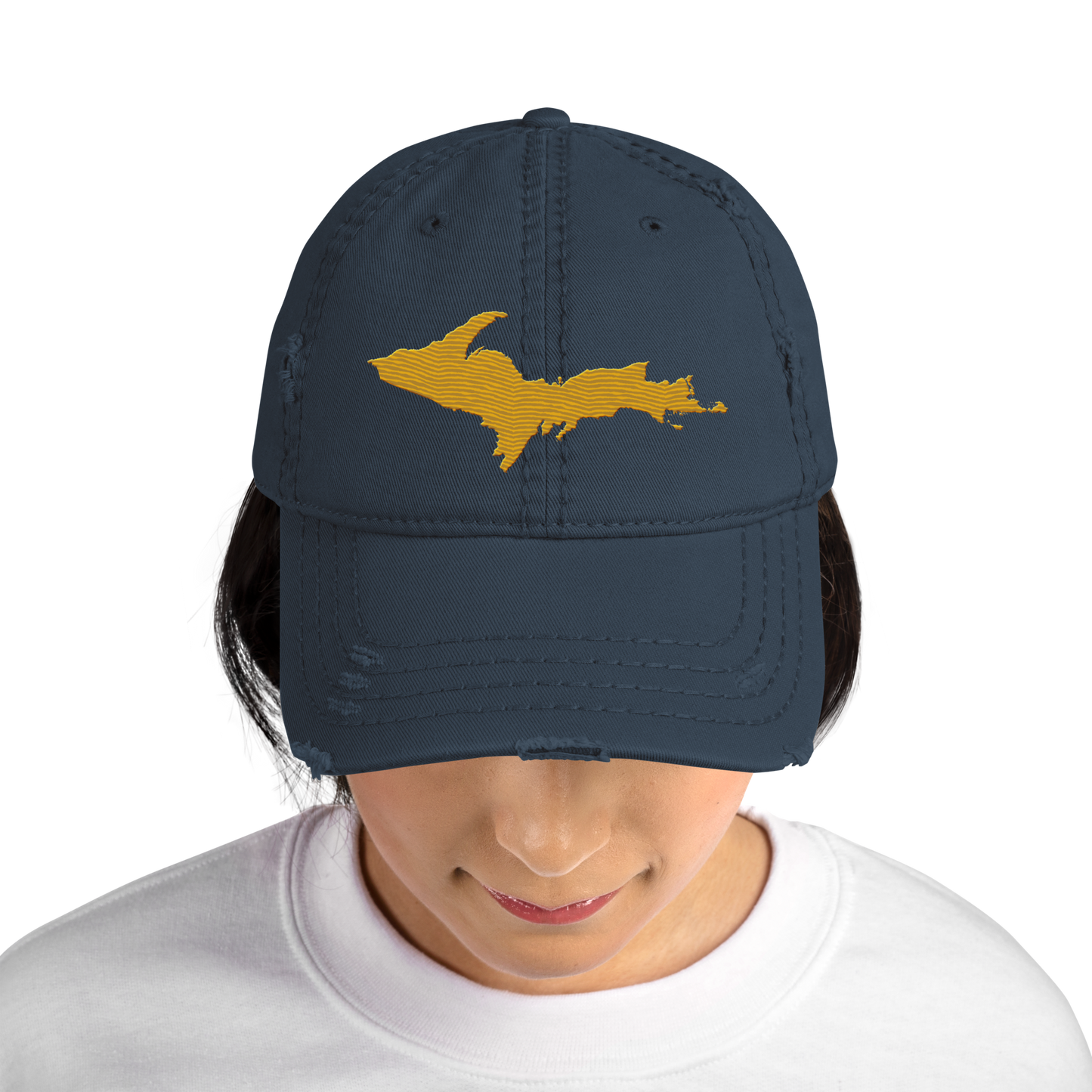 Upper Peninsula Distressed Dad Hat | Gold